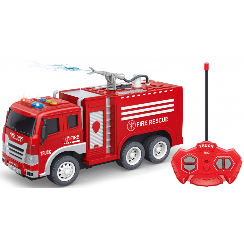 Auto hasičské RC, vodní dělo, efekty, na dálkové ovládání, 27,5 cm