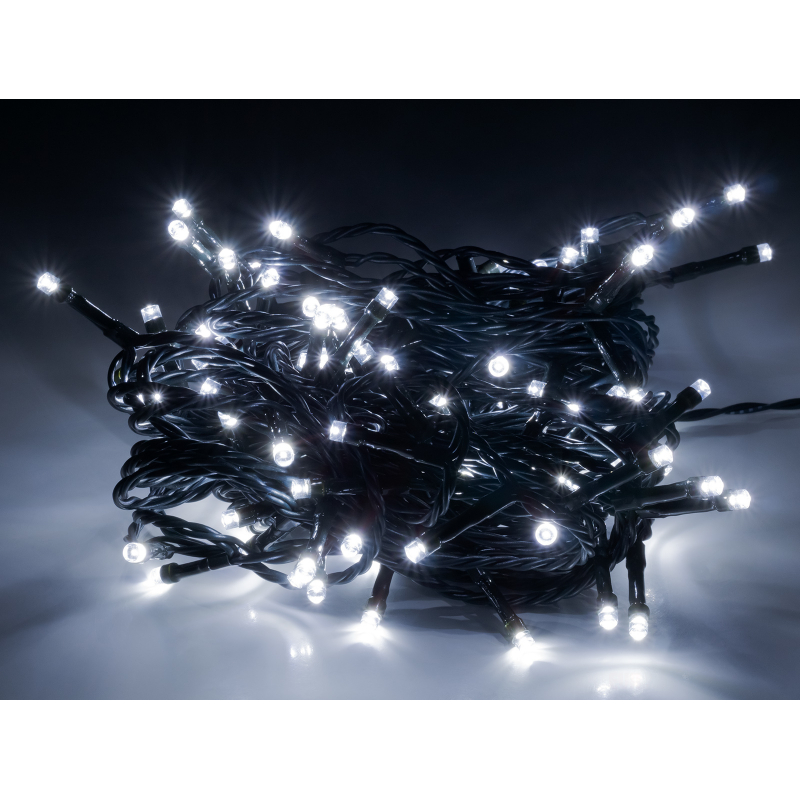Světelný řetěz 100 LED 10+3 m, IP44, studená bílá