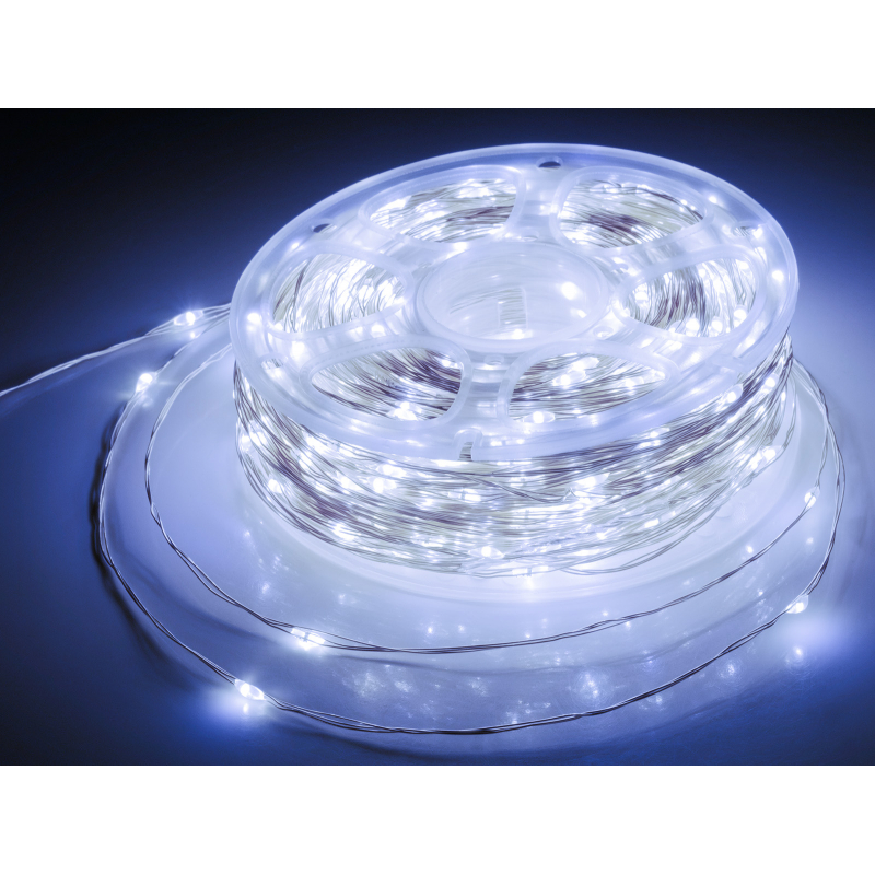 Světelný řetěz 1000 LED 100+3 m, studené světlo, 8 funkcí