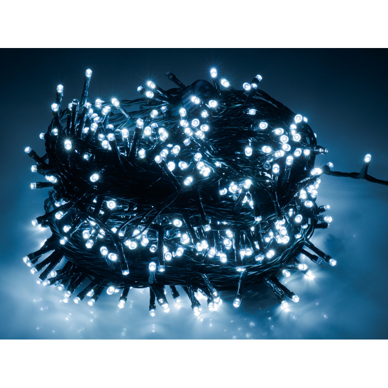 Světelný řetěz 500 LED, 25+3m, studené světlo, třpyt