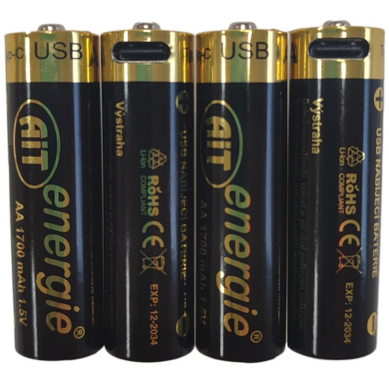 4x baterie nabíjecí USB-C AA Li-ion, AA 1700mAh