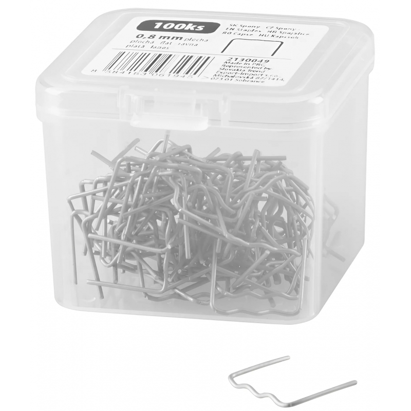 100x spona 0,8 mm "plochá vlna" pro svářečku na opravu plastu