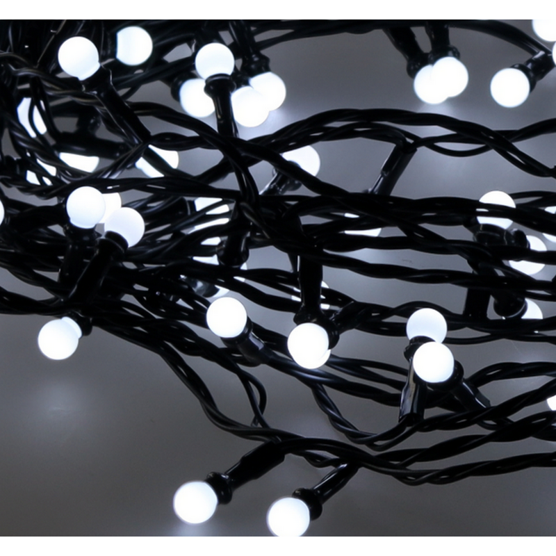 Světelný řetěz 200 LED kuličky 16+3m, studené světlo, 8 funkcí, časovač