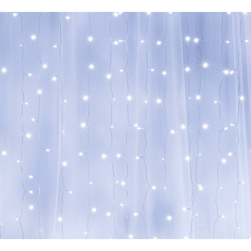 Světelný venkovní závěs 300 LED, studené světlo, 12+3m, ledový efekt