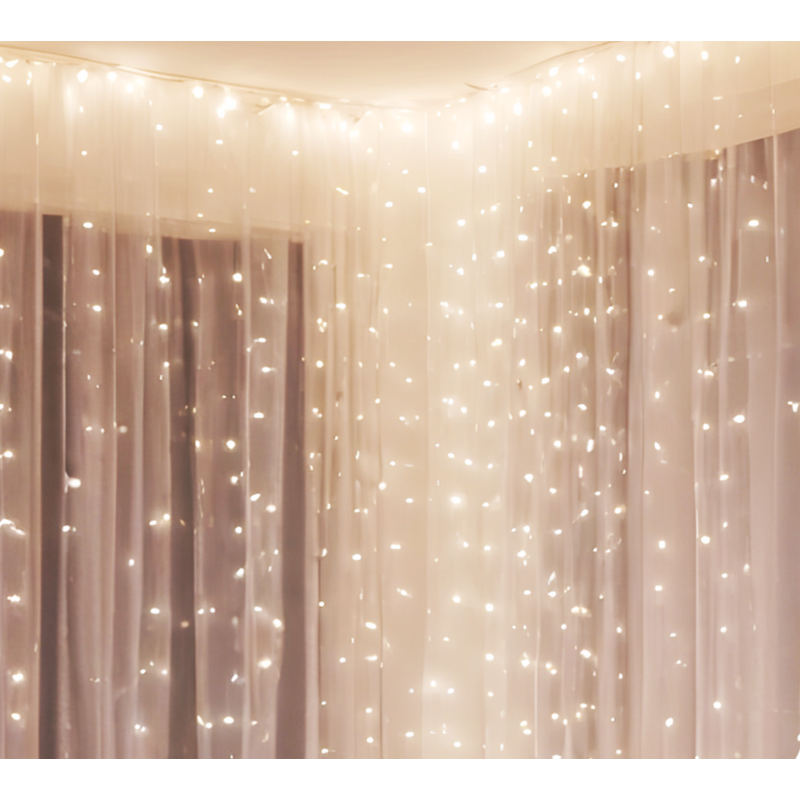Sv�teln� okenn� z�v�s, 240 mini LED, tepl� sv�tlo, ���e 5m, ovlada�, 8 funkc�