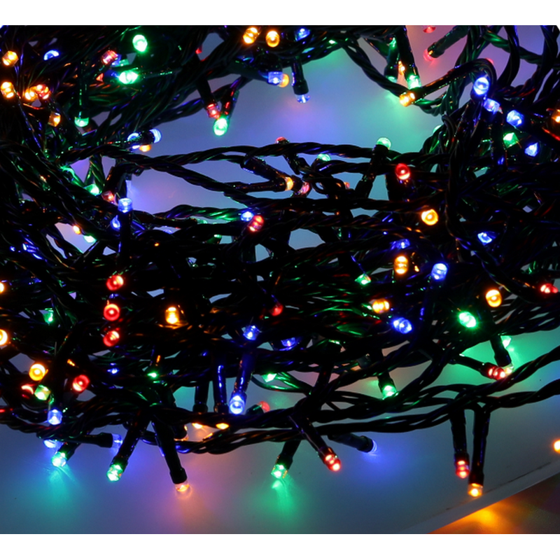 Světelný řetěz 200 LED, 10+3 m, IP44, barevný, časovač 6/18 hod., 8 funkcí