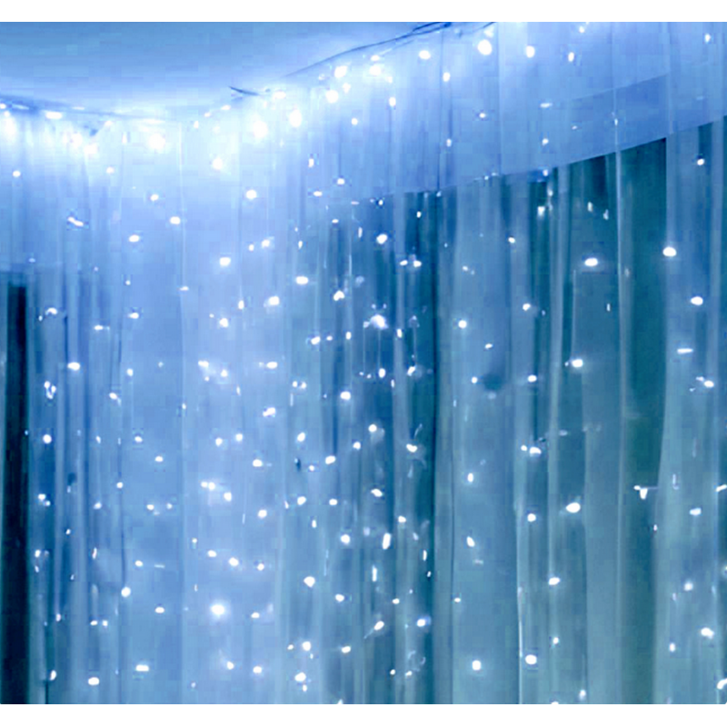 Sv�teln� okenn� z�v�s, 300 mini LED, studen� sv�tlo, ���e 3m, ovlada�, 8 funkc�