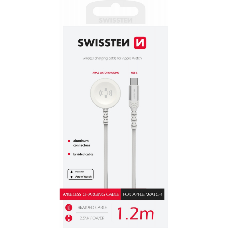Kabel SWISSTEN pro Apple Watch USB-C 1,2 m magnetick� textiln� b�l�