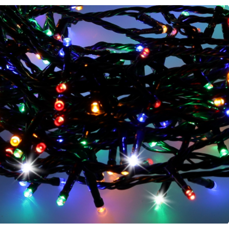 Světelný řetěz 1000 LED, 50+3m, barevný, ledový třpyt