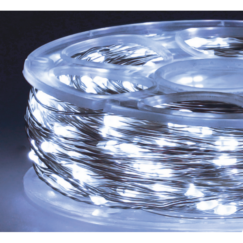Světelný řetěz 500 LED 50+3 m, studené světlo, 8 funkcí