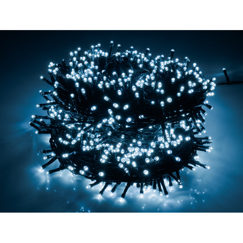 Světelný řetěz 1000 LED, 50+3m, studené světlo, 8 funkcí