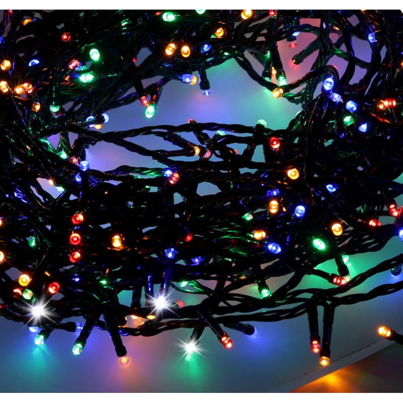 Světelný řetěz 500 LED, 25+3m, barevný, ledový třpyt, IP44