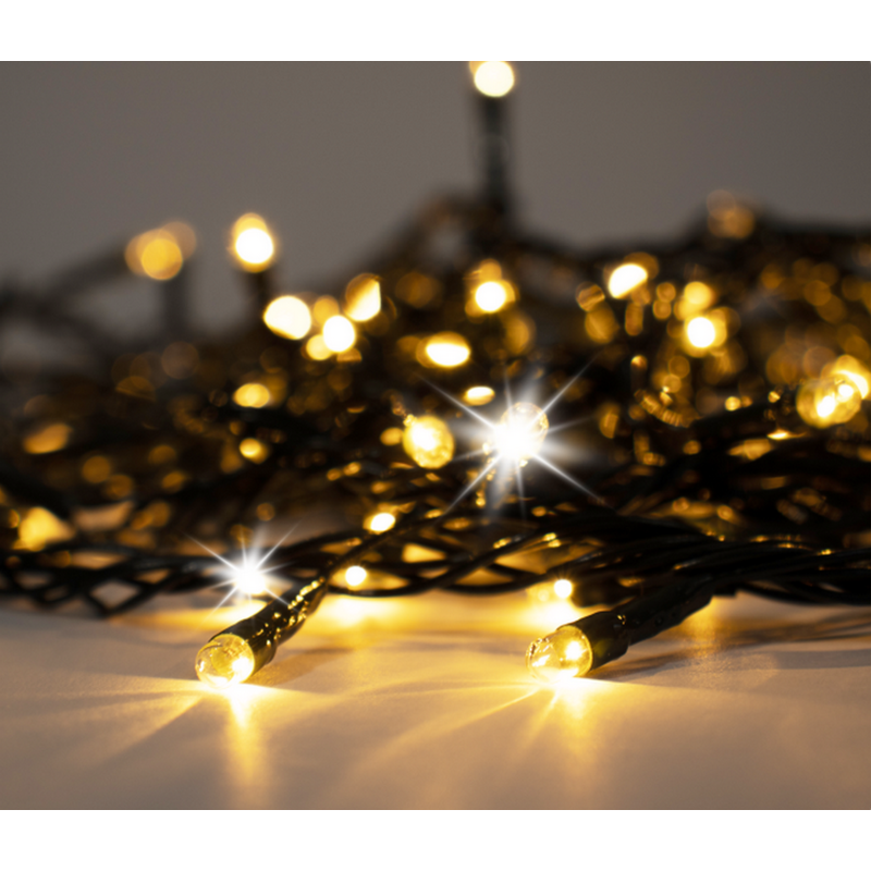 Sv�teln� �et�z 200 LED, 10+3 m, tepl� sv�tlo, �asova�, 8 funkc�