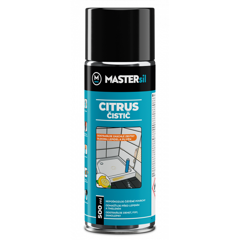 500ml čistič silikonu,pěny,lepidla Mastersil citrusový