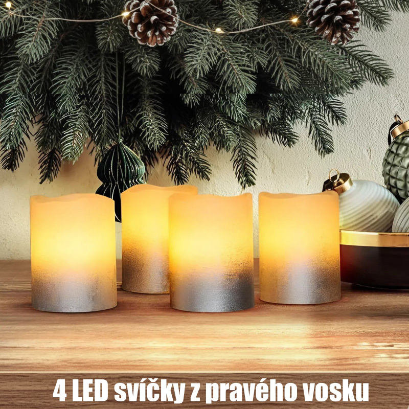 4x LED svíce z vosku, časovač, imitace plamene