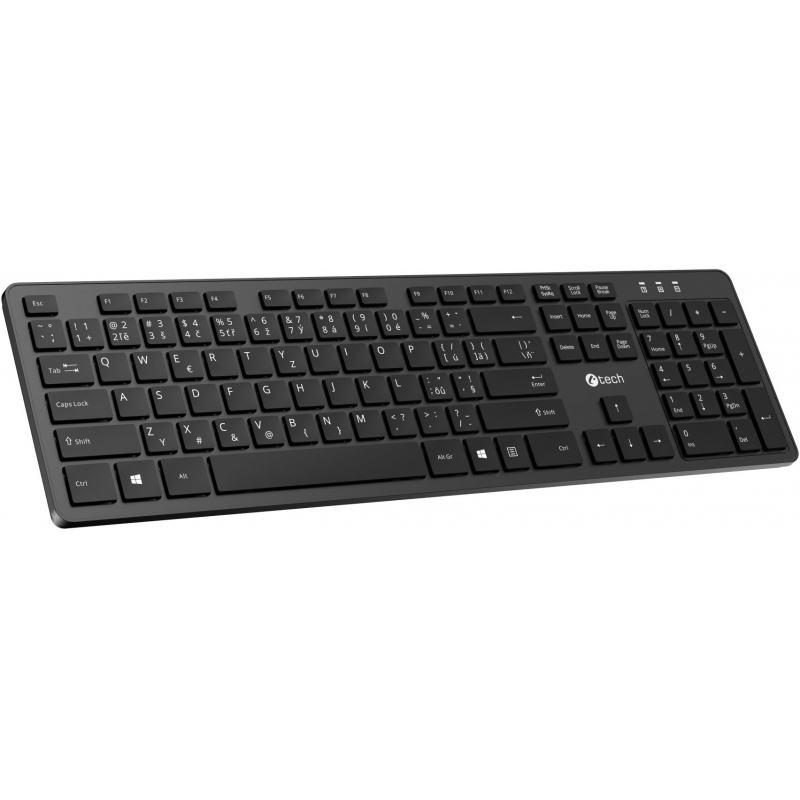 Klávesnice C-TECH KB-115, bezdrátová 2.4Ghz, slim, CZ/SK