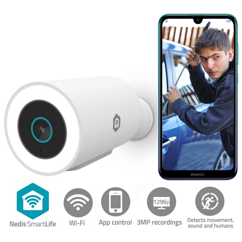 Venkovní kamera Nedis Wi-Fi Smart WIFICO15CWT