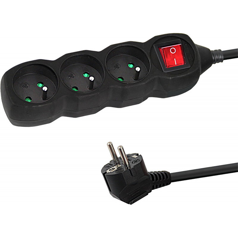 Prodlužovák 3 zásuvky 1,5 m s vypínačem 3x1,5mm, 16A