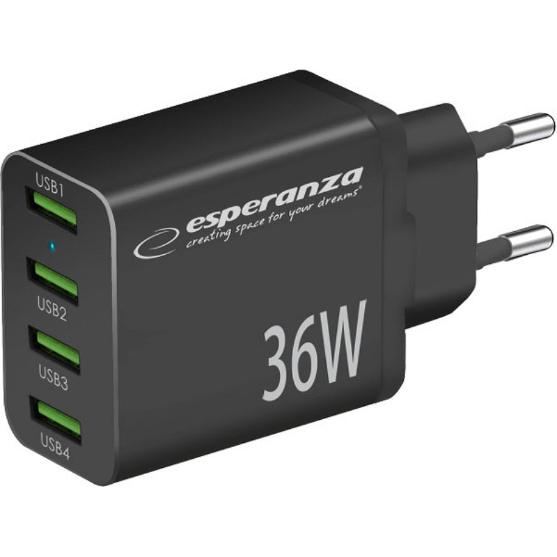 Nabíječka Esperanza 4x USB-A 36W, rychlé nabíjení