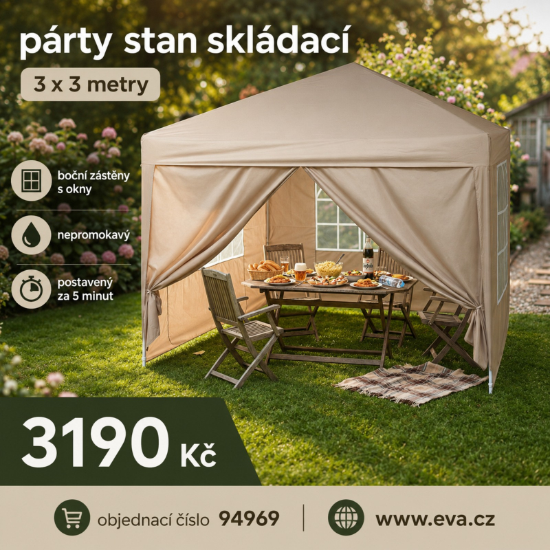P�rty stan n��kov� 3x3m nepromokav�, b�ov� skl�dac� alt�n Catttara PALACE