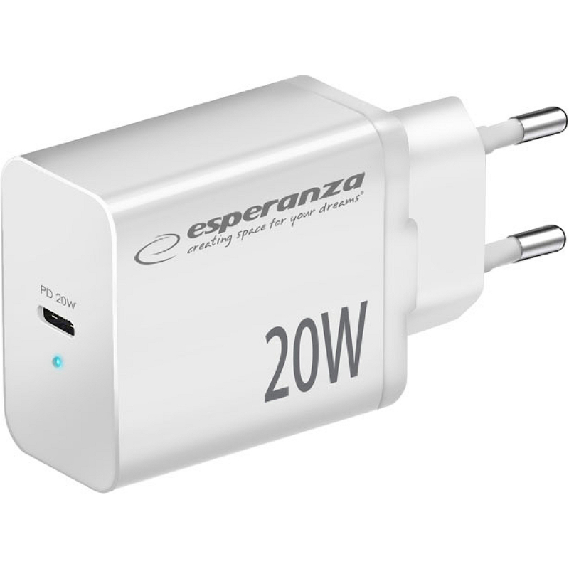 Nabíječka Esperanza USB-C 20W, rychlé nabíjení