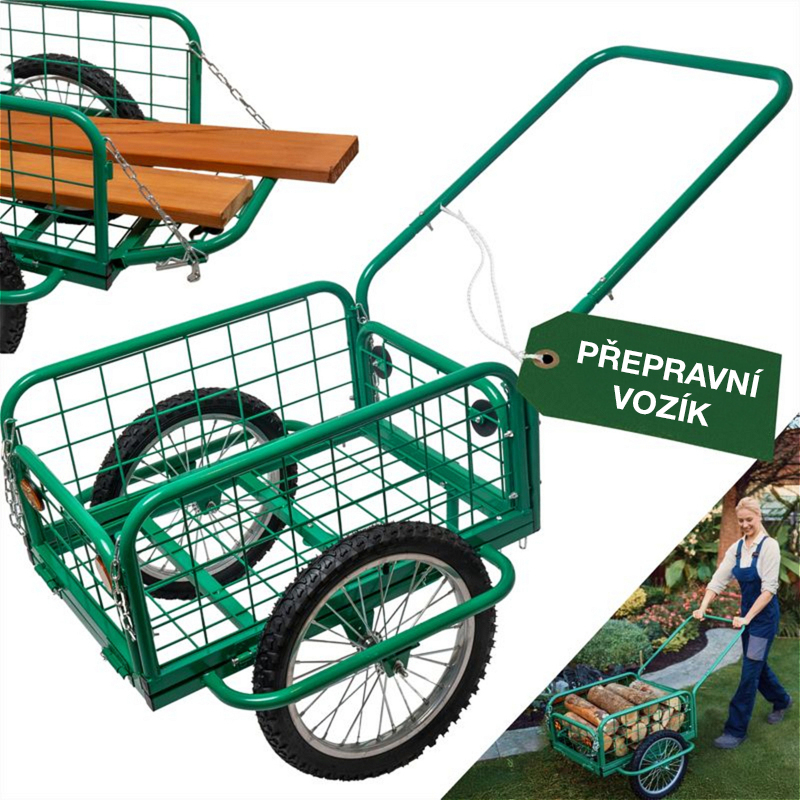 Vozík 100kg korba 65x50x25cm nafukovací kola