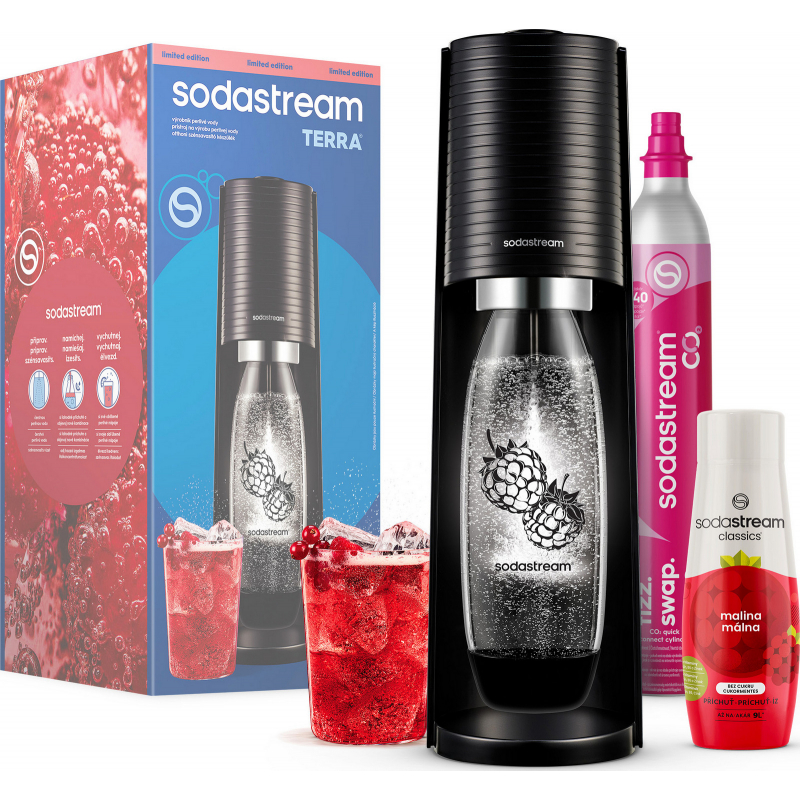 SODASTREAM výrobník sody Terra Black Malina MegaPack