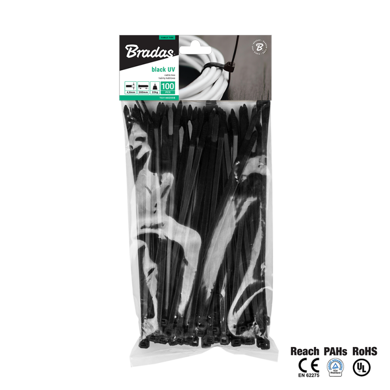 100x pásek nylon 2,5x130mm černý