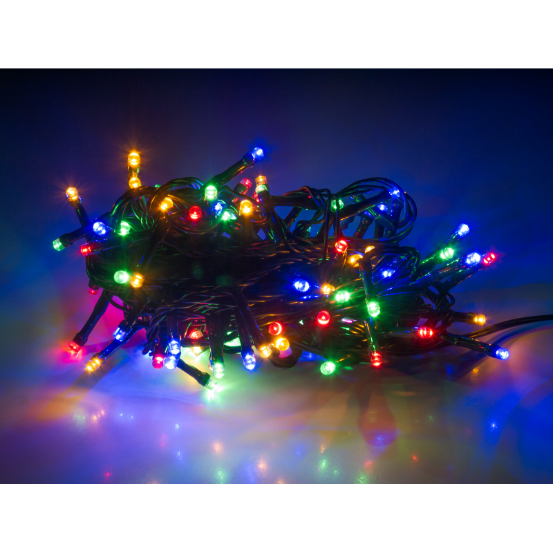 Světelný řetěz 100 LED 5+3 m, IP44, barevný