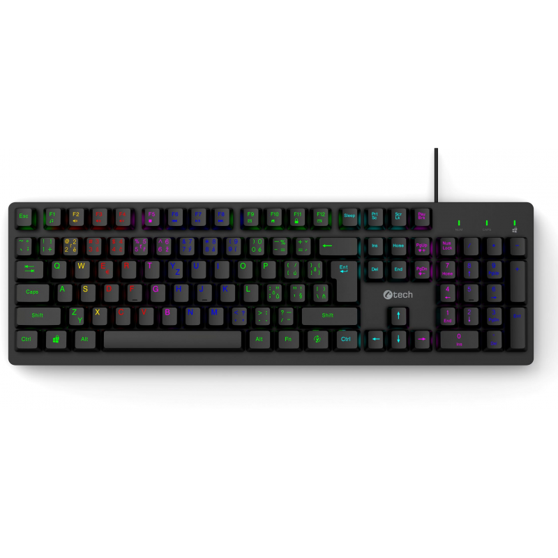 Klávesnice C-TECH Riven (GKB-16), casual gaming, CZ/SK, duhové podsvícení, USB