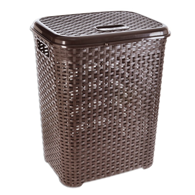 Koš na špinavé prádlo UH RATAN BROWN s víkem 45l