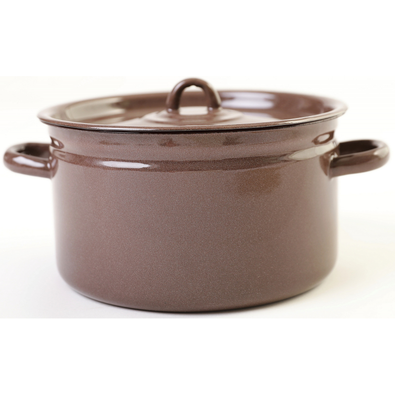 Hrnec s poklicí smalt hnědý granit 22cm, 7l