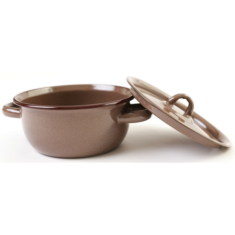 Hrnec s poklicí smalt hnědý granit 16cm, 1,5l