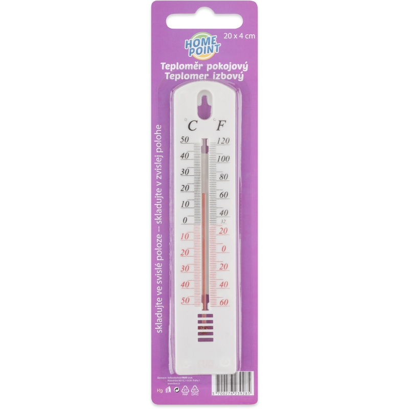 Teploměr plastový bílý 20 cm