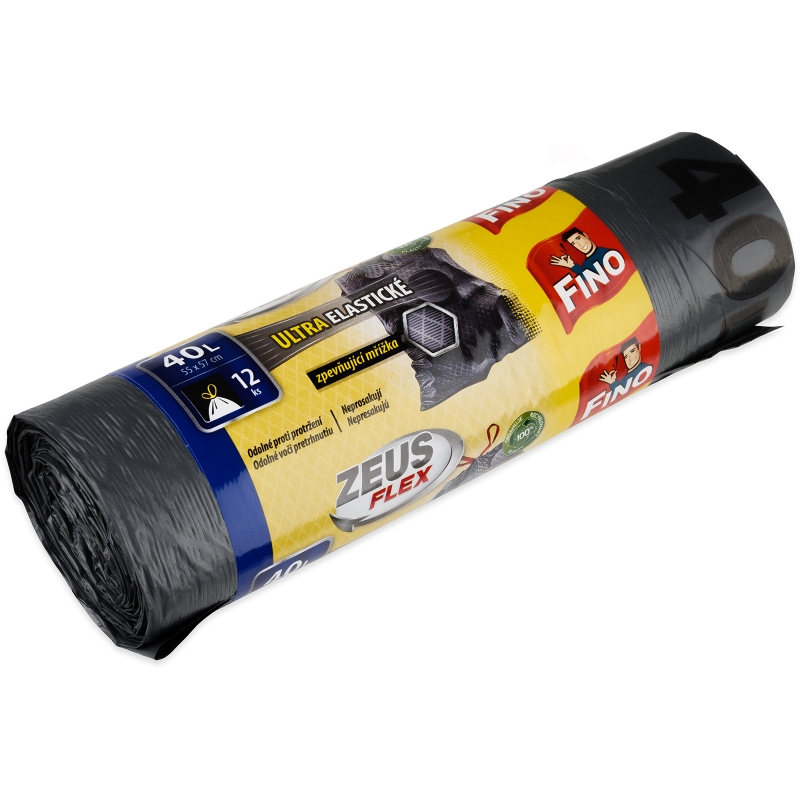 12x pytle na odpad Fino Zeus FLEXI 40 l zavazovací, elastické, pevné, 32µm