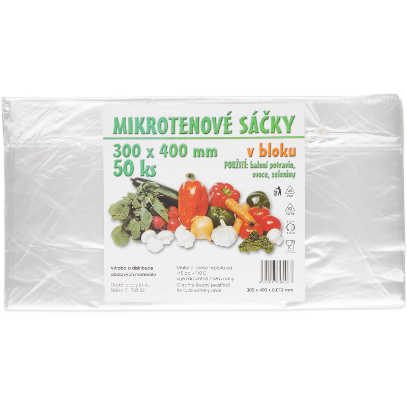 50x sáčky svačinové/zamrazovací s popisem 30 x 40 cm, 12µm
