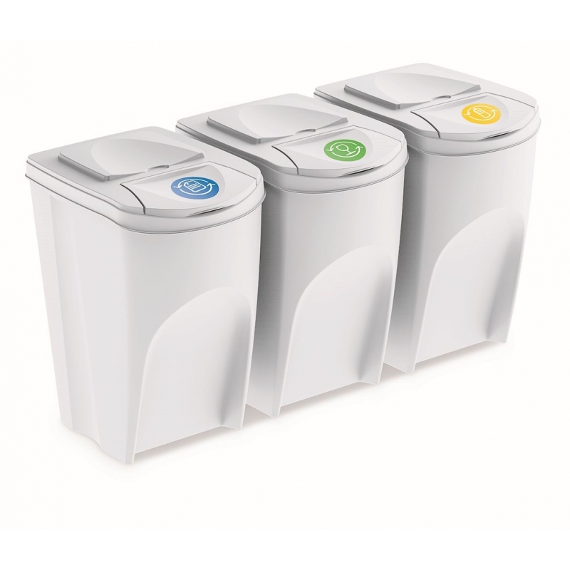 Koš odpadkový Sortibox na tříděný odpad 3 x 35l bílý