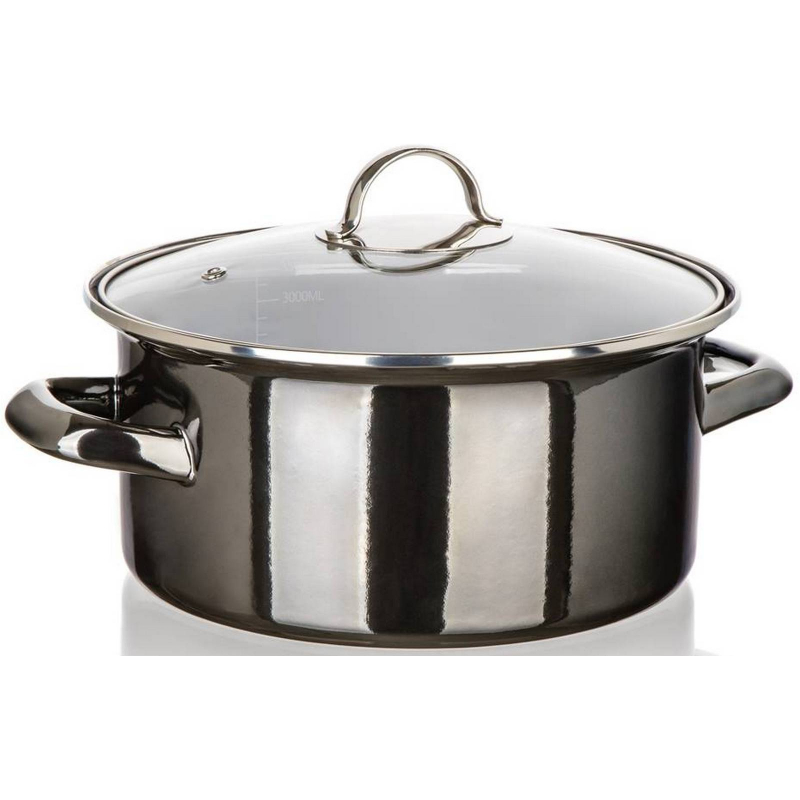 Hrnec smalt METALLIC Black 22 cm, 3,75 l s poklic�
