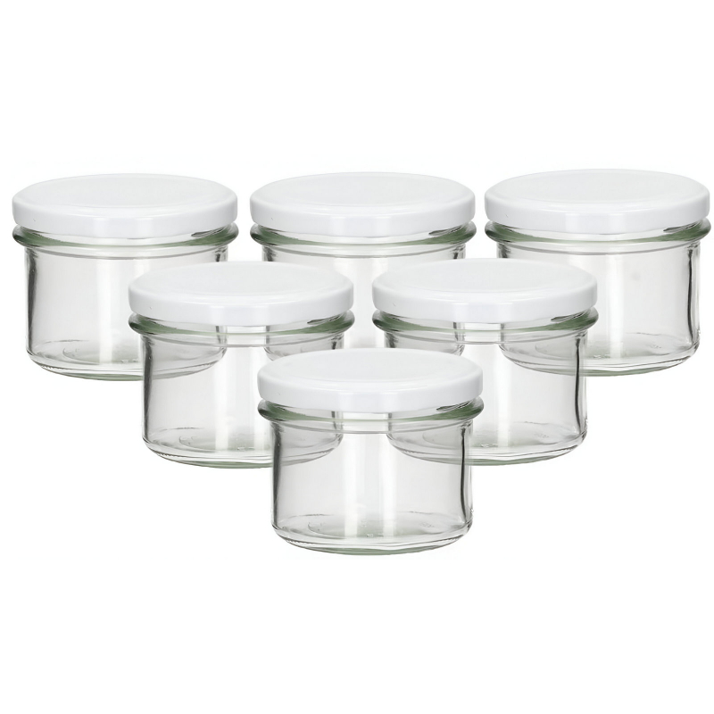 6x sklenice zavařovací šroubovací 235ml bílé víčko