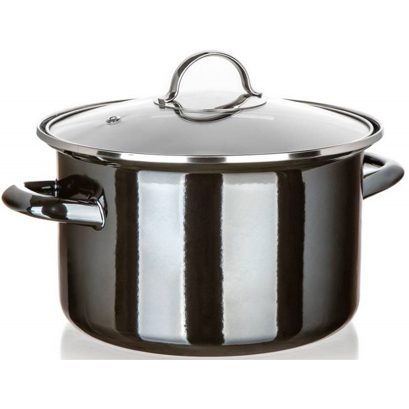 Hrnec smalt METALLIC Black 24 cm, 3,7 l s poklicí