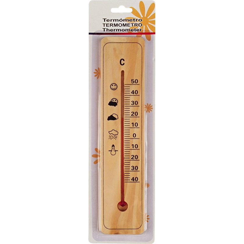 Teploměr dřevěný 26cm