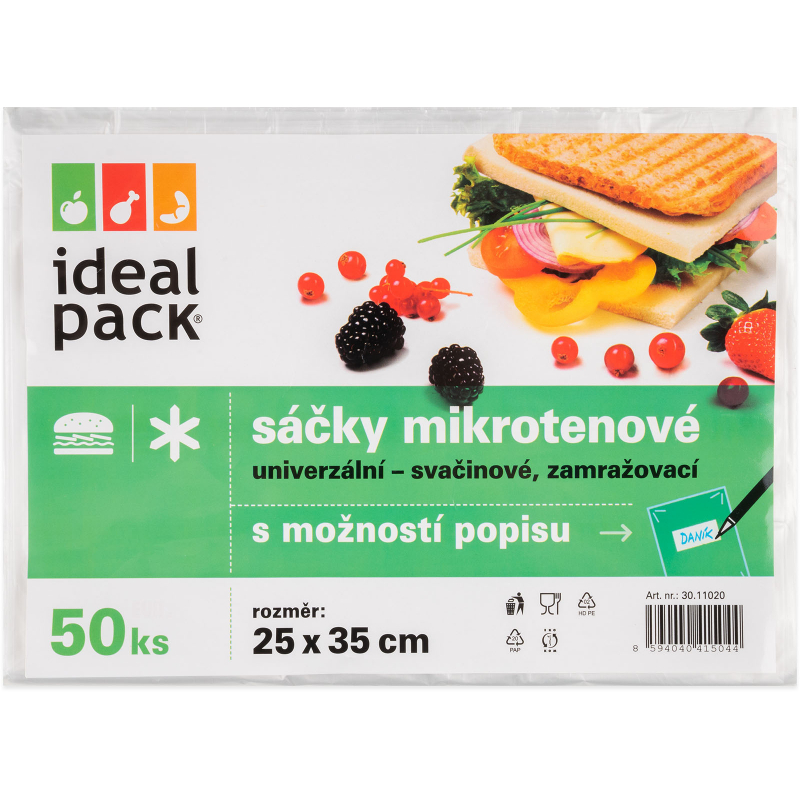 50x sáčky svačinové/zamrazovací s popisem 25 x 35 cm, 12µm