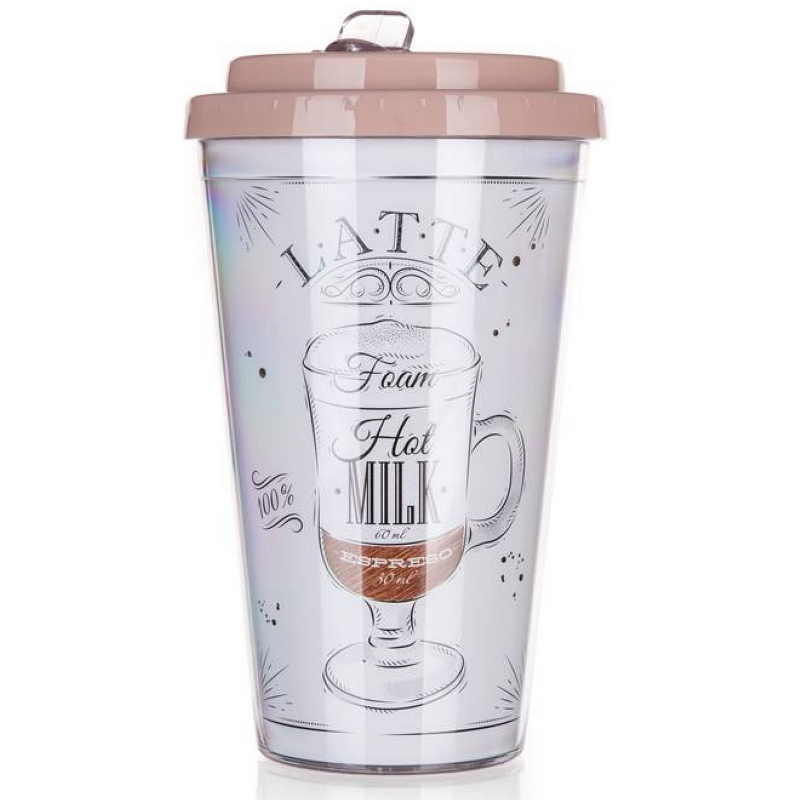 Hrnek cestovní dvoustěnný COFFEE 500 ml, Latte