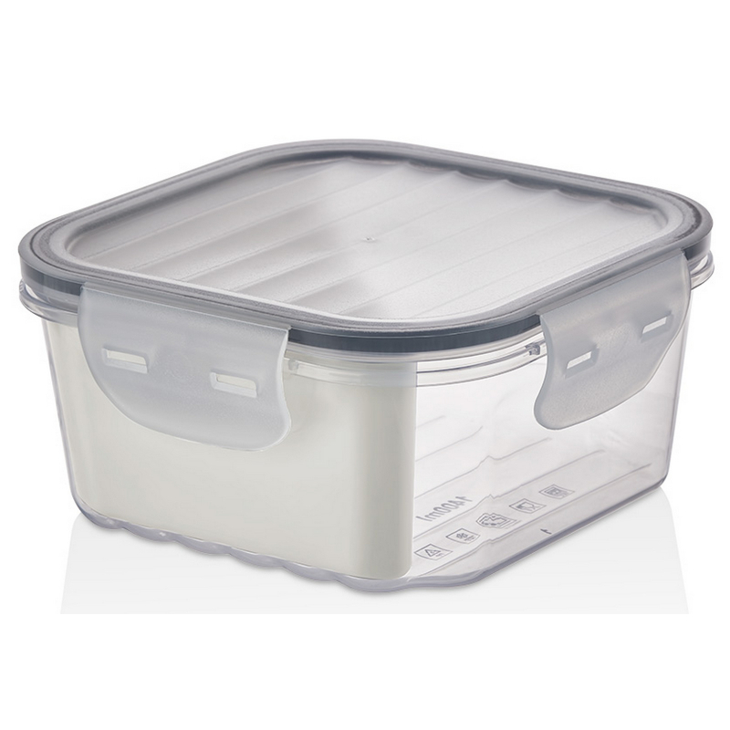 Dóza UH s těsněním LUX QUICK čtvercová 1400ml transparentní s vkladem