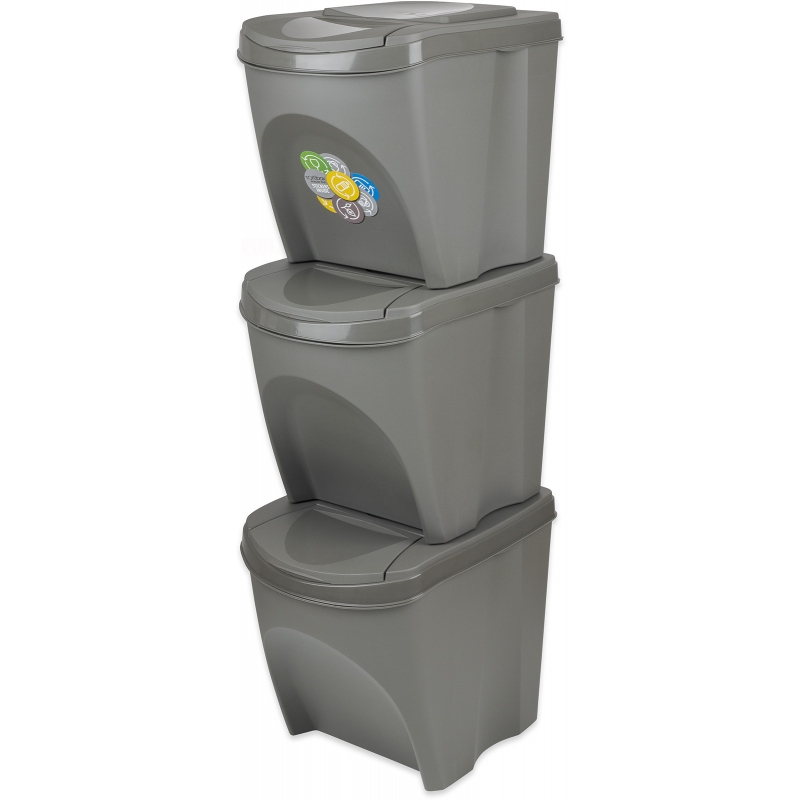 Koš odpadkový Sortibox na tříděný odpad 3 x 25l šedý