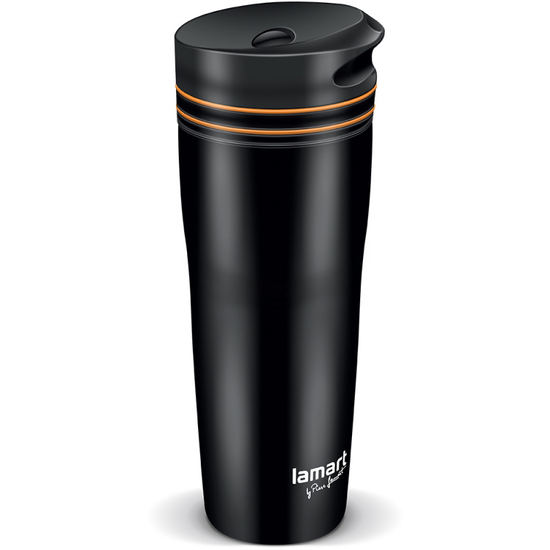 Termohrnek Lamart MANQ černý/oranžový 360 ml LT4051