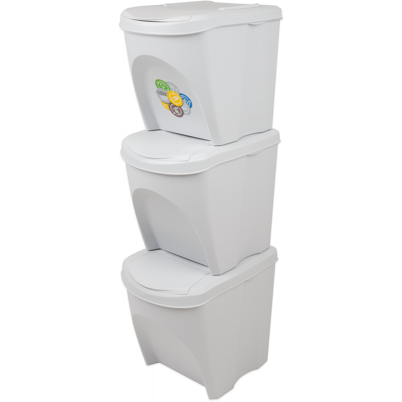 Koš odpadkový Sortibox na tříděný odpad 3 x 25l popelavě šedý