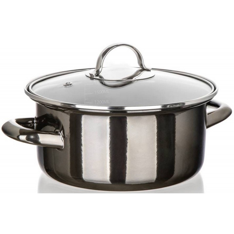 Hrnec smalt METALLIC Black 20 cm, 2 l s poklic�
