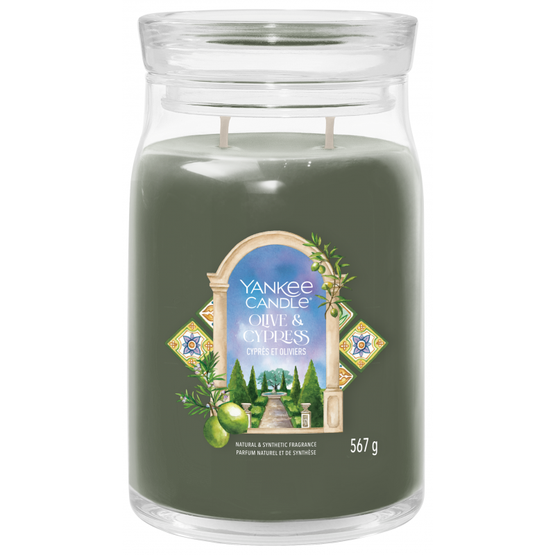 Svíčka YANKEE CANDLE Olive & Cypress 567 g, 2 knoty