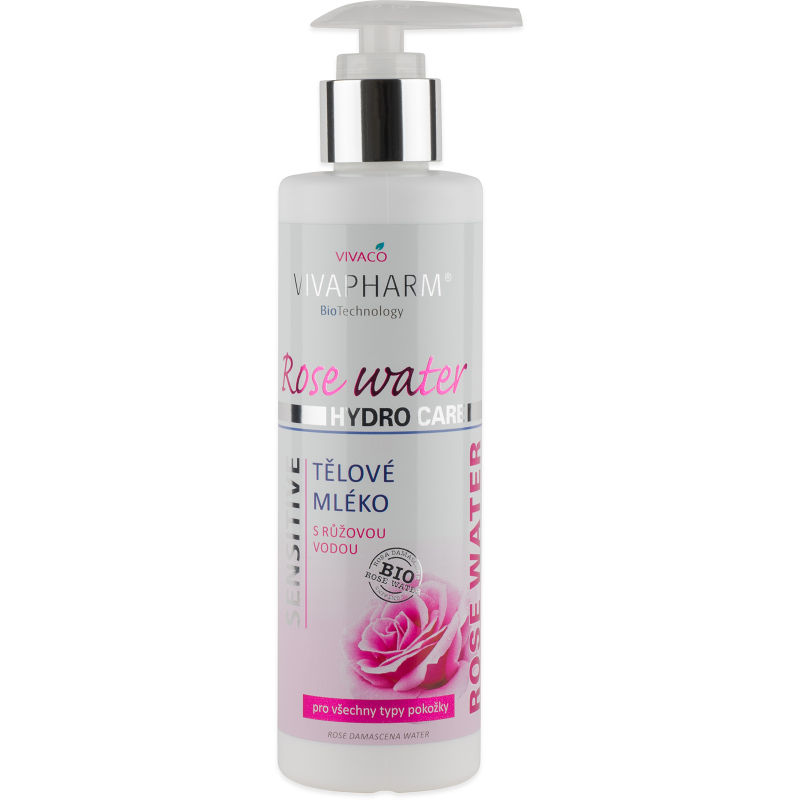 VIVAPHARM Rose Water tělové mléko s růžovou vodou 200 ml